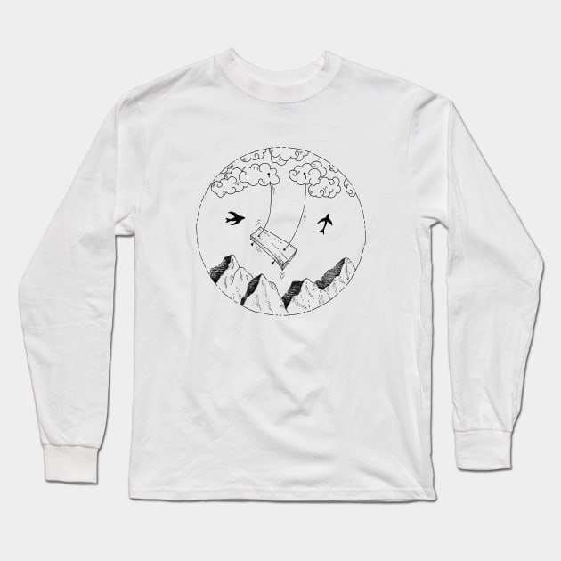 Swinging Between Clouds and Mountains Long Sleeve T-Shirt by PrintablesPassions